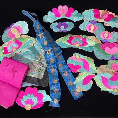 Lot of Vintage Chinese Embroidered Cloth Appliques