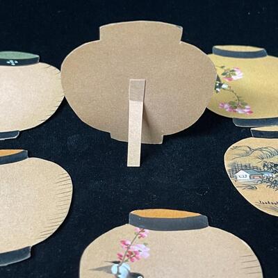12 Vintage Hand Painted Paper Lantern Place Cards