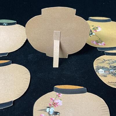 12 Vintage Hand Painted Paper Lantern Place Cards