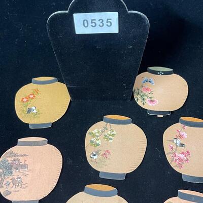 12 Vintage Hand Painted Paper Lantern Place Cards