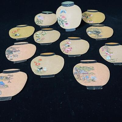 12 Vintage Hand Painted Paper Lantern Place Cards