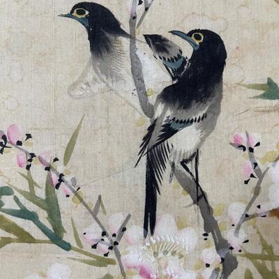 Vintage Painted Japanese Hand Fan