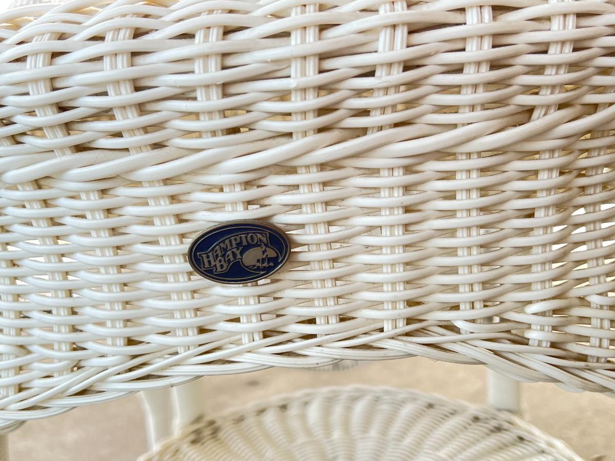 Hampton Bay White Wicker Lounge Patio Chair Set with Side Table