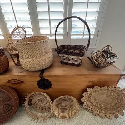 Large Lot of Handmade Woven Dinnerware, Baskets, Home Decor & More