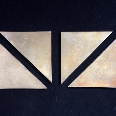 Set of 4 Vintage Brass Blotter Corner Blocks with Dragons
