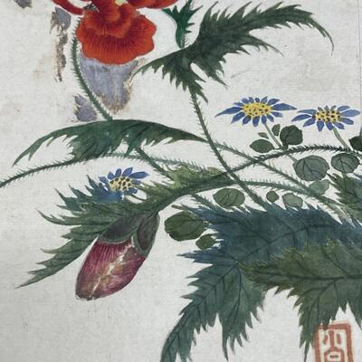 Folding Original Hand-painted Japanese Nature scenes on Paper