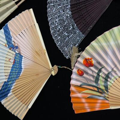 A Lot of Six Vintage Folding Japanese Hand Fans