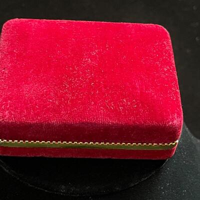 Carved Jade & Coral Brooch Pin and Original Box