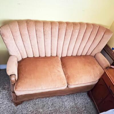 Vintage Scalloped Back Loveseat Sofa