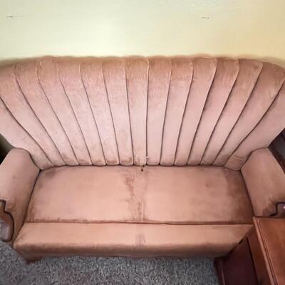 Vintage Scalloped Back Loveseat Sofa