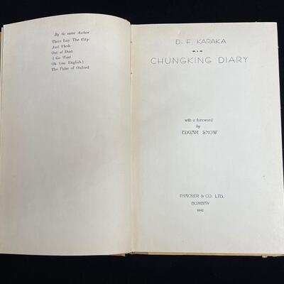 Rare Vintage Book CHUNGKING DIARY by D.F. KARAKA