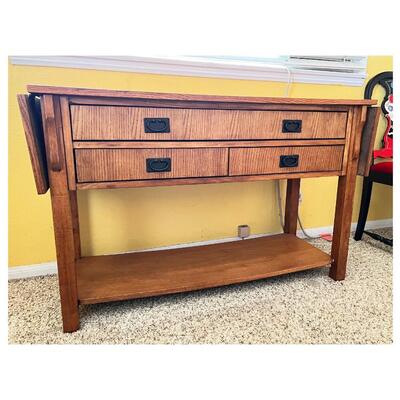 Wooden Three Drawer Fold Out Desk Console Table