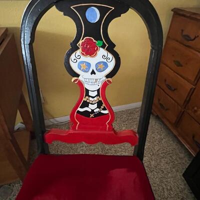 Spanish Calavera Skeleton Day of the Dead Wooden Chair