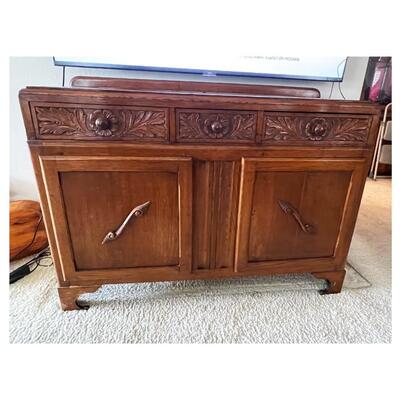 Vintage Wooden Buffet Console Cabinet