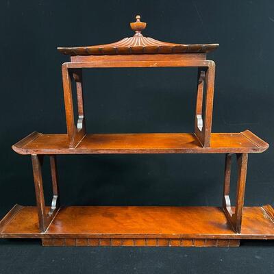 Gorgeous Oriental Pagoda-style Display Wooden Tabletop Shelf