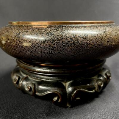 Extra Fine Cloisonne Chinese Vase with Matching Bowl