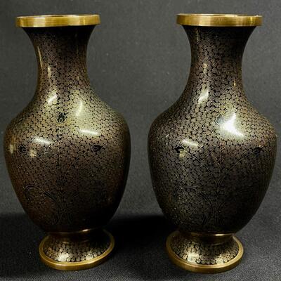 Extra Fine Cloisonne Chinese Vase with Matching Bowl