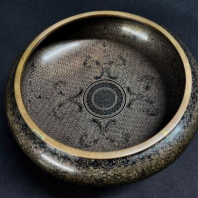 Extra Fine Cloisonne Chinese Vase with Matching Bowl
