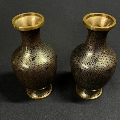 Extra Fine Cloisonne Chinese Vase with Matching Bowl