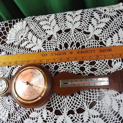 Wood Wall Barometer and Thermometer