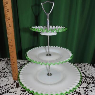 Vintage three tier fountain tidbit serving tray