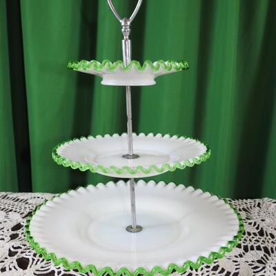 Vintage three tier fountain tidbit serving tray