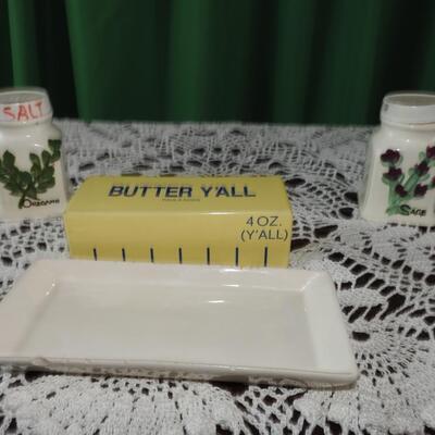 Butter Dish and Shakers