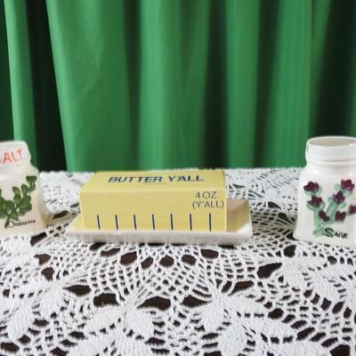 Butter Dish and Shakers
