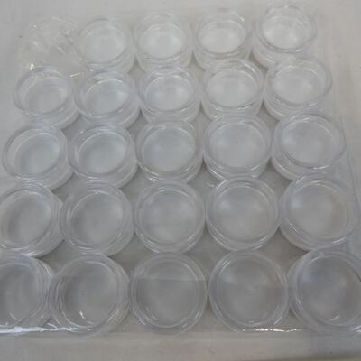 24 Piece 5G/5ml Cosmetic Containers, White with Glass Bases, Good Condtion