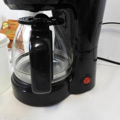 Kitchen Items: Key Hooks, 5 Cup Coffee Maker, 3 Mugs, Large Mixing Bowl