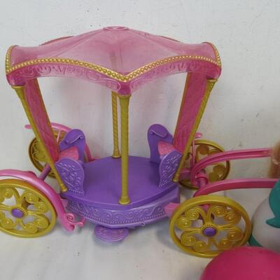 Unicorn Carriage with 5 Unicorn Bowling Pins, Stuffed Dog w/ Cute Carrying Case