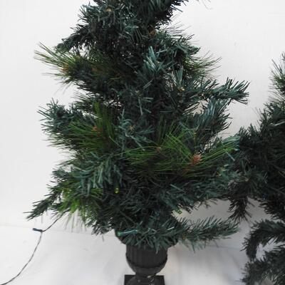 3 Small Christmas Trees, Black Bases, 1 Tree Broken Base, Prelit