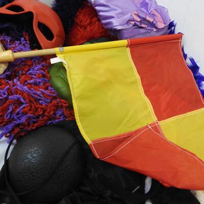 Costume Lot: Marvel Hulk Mask, The Flash, Tangled Dress Size 6, White Hat etc.