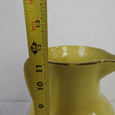 Yellow Vase Ceramic Pitcher, and Green Edible Arrangements Flower Pot