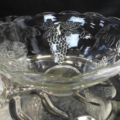 7 Glasses, 1 Grape Glass Punch Bowl, Ceramic Berry Colander, Purple Vase