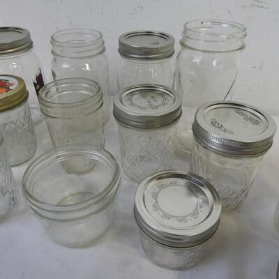 13 pc Canning Jars, Kerr, Jelly Jars