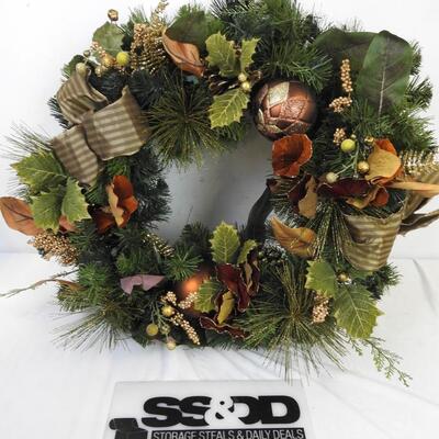 Christmas Wreath, 25" Wreath, Gold and Red