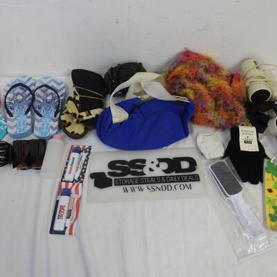 16 pc Personal Care Lot: Flip Flops, Gloves, Scarf