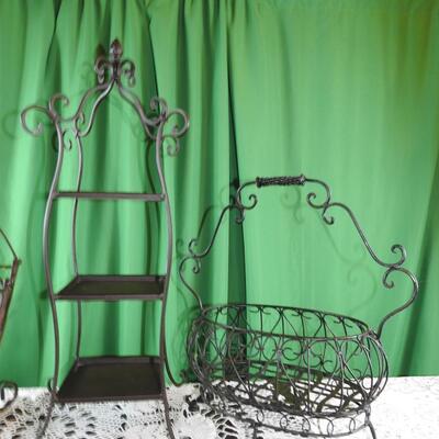 Assortment of Metal Baskets and Stands
