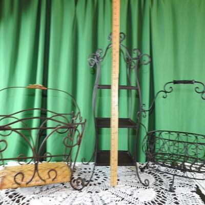 Assortment of Metal Baskets and Stands