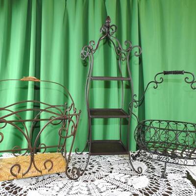 Assortment of Metal Baskets and Stands