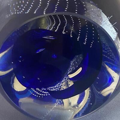 Signed Murano Art Glass Blue Statue