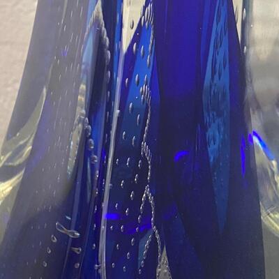 Signed Murano Art Glass Blue Statue