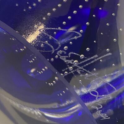 Signed Murano Art Glass Blue Statue