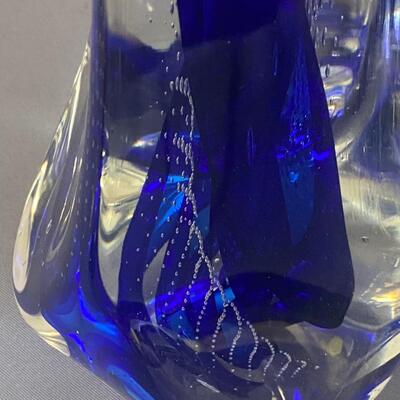 Signed Murano Art Glass Blue Statue