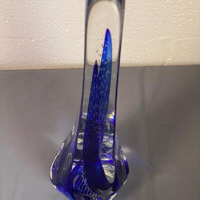 Signed Murano Art Glass Blue Statue