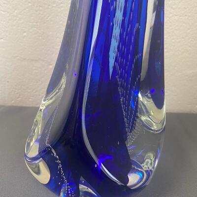 Signed Murano Art Glass Blue Statue