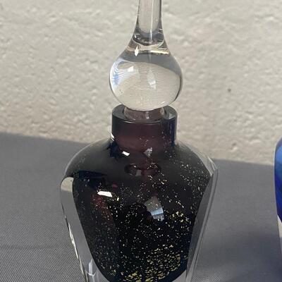 Set of 3 Art Glass Perfume Bottles