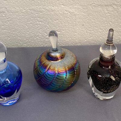 Set of 3 Art Glass Perfume Bottles