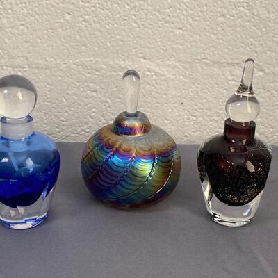 Set of 3 Art Glass Perfume Bottles